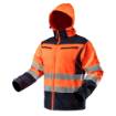 High vision working jacket, softshell with hood orange, size XXL