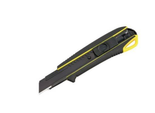 Cutter with screw and push device, 18mm automatic lock