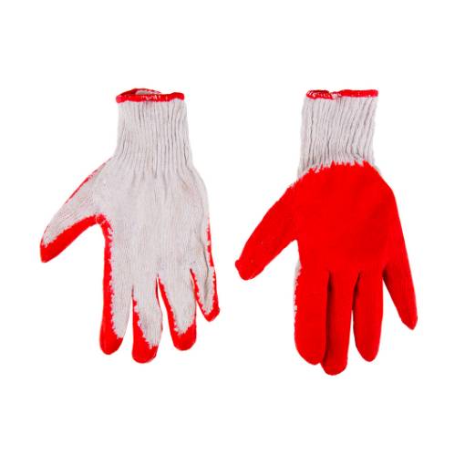 Work gloves, cotton knitted fabric, red rubber coated, size 9"