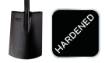 Hardened spade with metal handle