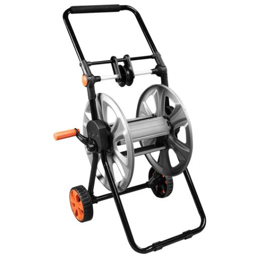 Trolley for garden hose, metal, up to 60 m of 1/2" hose, with hose guide