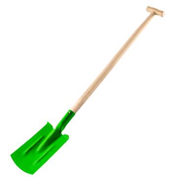 Straight spade, wooden handle, "T" handle