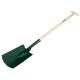 Straight spade, wooden handle, "T" grip, American
