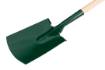 Straight spade, wooden handle, "T" grip, American