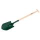 Pointed spade, wooden handle, "T" grip, American