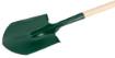 Pointed spade, wooden handle, "T" grip, American