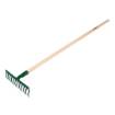 Universal straight rake, 12 tines, riveted head, wooden handle