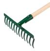 Universal straight rake, 12 tines, riveted head, wooden handle