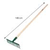 Universal straight rake, 12 tines, riveted head, wooden handle