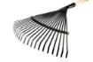 Fan rake for leaves, wooden handle