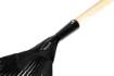 Fan rake for leaves, wooden handle