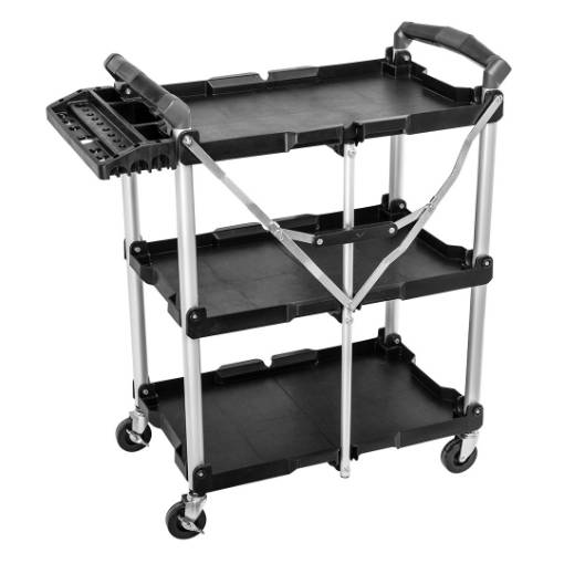 Folding service trolley 75 kg with tool organizer