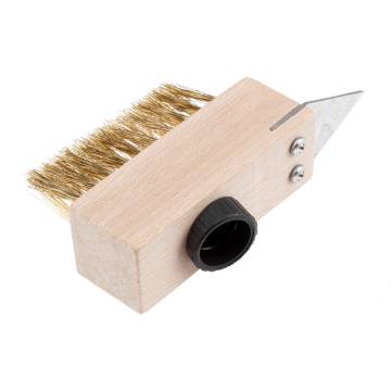 Wire brush for paving stones with scraper