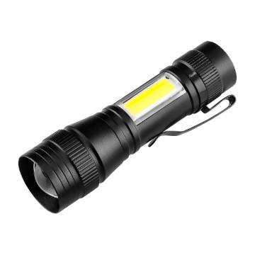 Rechargeable torch XPE+COB 220 lm, multiples of 12.