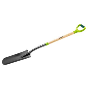 Planting spade, wooden handle, plastic grip