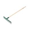 Universal straight rake, 18 tines, riveted head, wooden handle