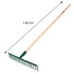 Universal straight rake, 18 tines, riveted head, wooden handle