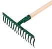 Universal straight rake, 14 tines, riveted head, wooden handle