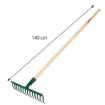 Universal straight rake, 14 tines, riveted head, wooden handle