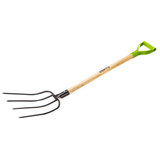 Universal fork, 4 teeth, wooden handle, plastic grip