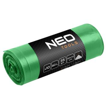 Waste sacks 60 L, green with tape, 35 mic, 10 pcs.
