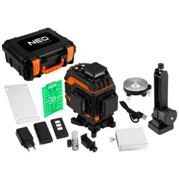 3D laser, 16 lines, green, carrying case, target plate, magnetic holder, charger