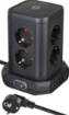 Tower Extension Lead 8-way, 2x USB A & 1x USB C 2m cable, two-pole switch