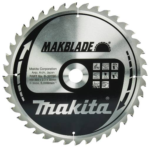 T.C.T saeketas 305X2.3X30mm 5° T40 T.C.T • 305 x30 mm • T40 • 5° • Puidu