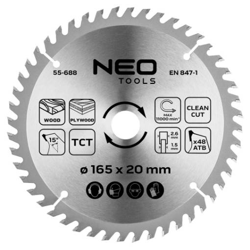 Saw blade, plunge-cutting, wIDIA-cutting, 165 x 1.5 x 2.6 x 20 mm, 48 teeth