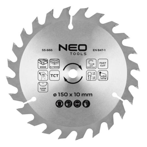 Saw blade, widia 150 x 10mm, 1.6mm , 24 teeth, Energy+