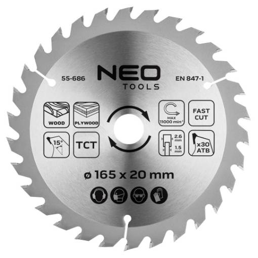 Saw blade, plunge-cutting, wIDIA-cutting, 165 x 1.5 x 2.6 x 20 mm, 30 teeth