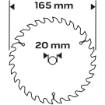Saw blade, plunge-cutting, widia, 165 x 1.5 x 2.6 x 20 mm, 60 teeth