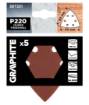 Sanding paper, velcro, iron 93 x 93 mm, P220, 5 pcs, with 6 holes