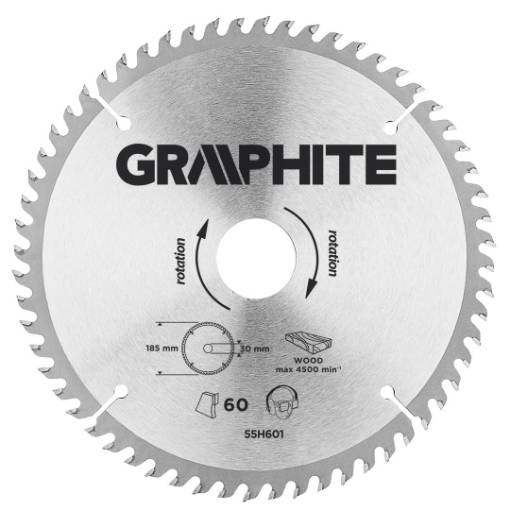 Circular saw blade, solid carbide, 185 x 30 mm, 60 teeth