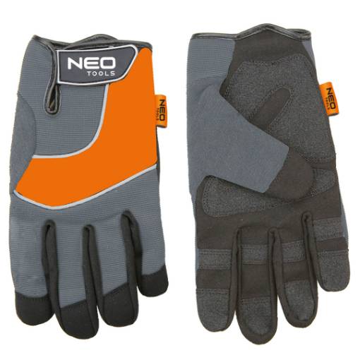 Work gloves, leather, PVC, 10"