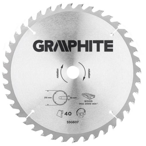 Circular saw blade, solid carbide, 315 x 30 mm, 40 teeth