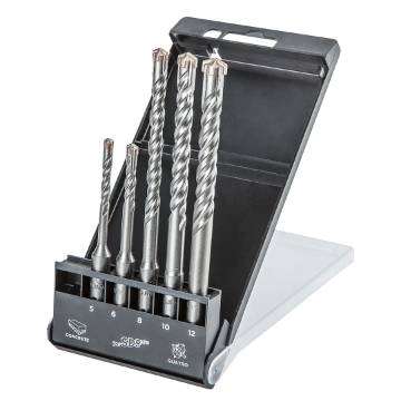 SDS Plus masonry drills, quatro, set 5 pcs - 5, 6 x 110 mm + 8, 10, 12 x 160 mm