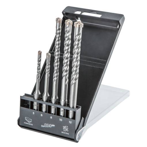 SDS Plus masonry drills, quatro, set 5 pcs - 5, 6 x 110 mm + 8, 10, 12 x 160 mm