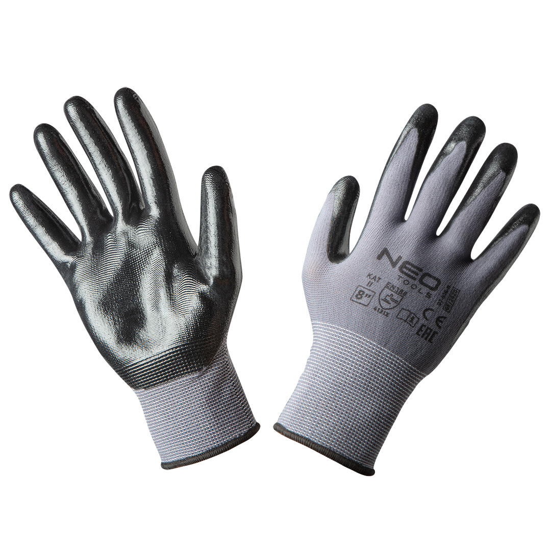 Work gloves, nitrile coated nylon, 4131X, size 8