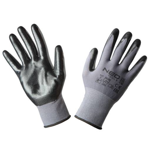 Work gloves, nitrile coated nylon, 4131X, size 8
