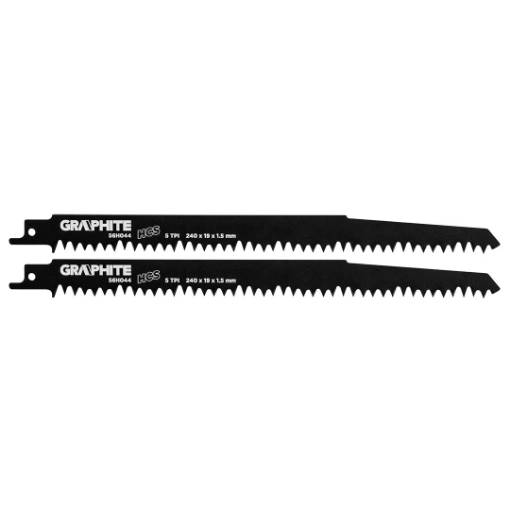 Blade for reciprocating saw, HCS, 240 x 19 x 1.5 mm, 5 TPI, set 2 pcs