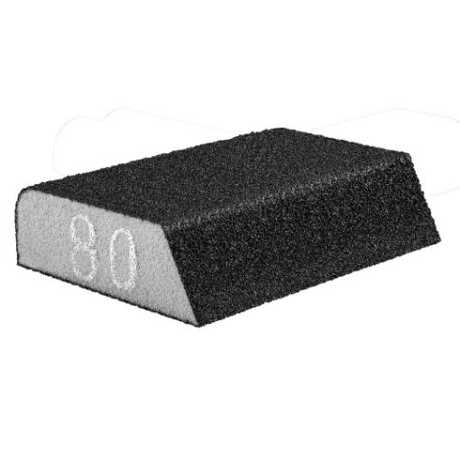 Abrasive sponge 98 x 25 x 68 mm, K80, angled