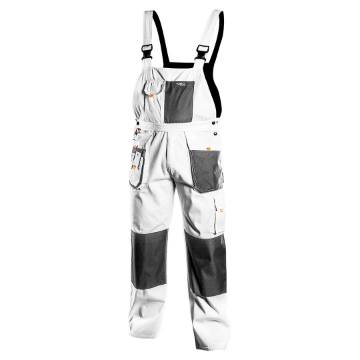 Work trousers with suspenders, white, HD, size M/50