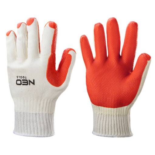 Work gloves, 65% cotton + 35% polyester rubber-coated, 10"