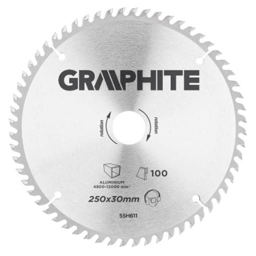 Circular saw blade, solid carbide, 250 x 30 mm, 100 teeth, for aluminium