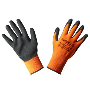 Work gloves, nitrile coated polyester (sandy), 4131X, size 8