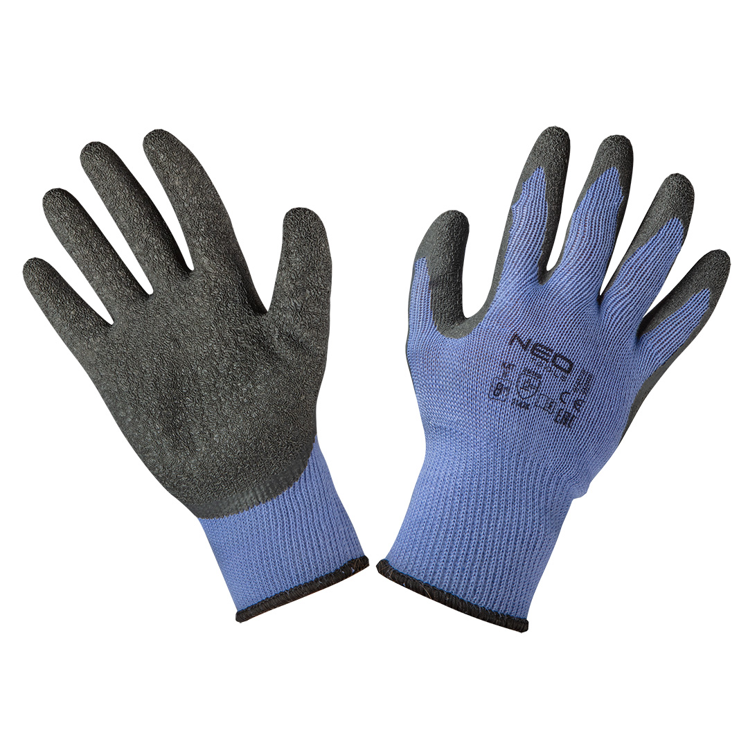 Work gloves, latex coated cotton with polyester, 2143X, size 8