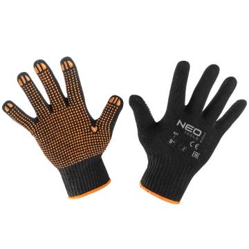 Work gloves, cotton and polyester, dotted, size 8