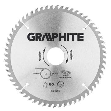 Circular saw blade, solid carbide, 180 x 30 mm, 60 teeth