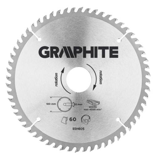 Circular saw blade, solid carbide, 180 x 30 mm, 60 teeth